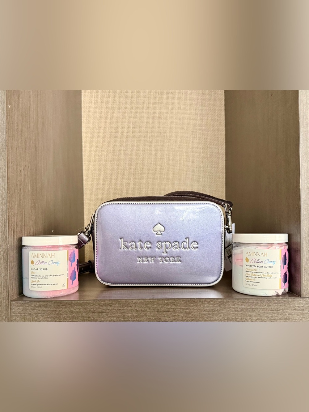 $400 Kate Spade Iridescent Purple Crossbody & Aminnah 2 Piece Cotton Candy
